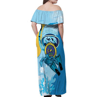 US Virgin Islands Snorkeling Family Matching Off Shoulder Maxi Dress and Hawaiian Shirt Sea Turtle Snorkel Ocean Style - Wonder Print Shop