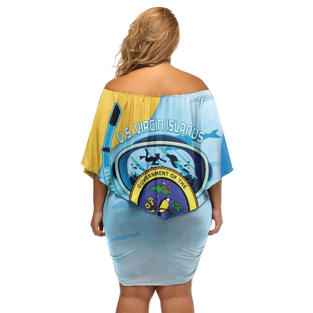 US Virgin Islands Snorkeling Family Matching Off Shoulder Short Dress and Hawaiian Shirt Sea Turtle Snorkel Ocean Style - Wonder Print Shop