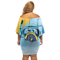 US Virgin Islands Snorkeling Family Matching Off Shoulder Short Dress and Hawaiian Shirt Sea Turtle Snorkel Ocean Style - Wonder Print Shop