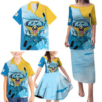 US Virgin Islands Snorkeling Family Matching Puletasi and Hawaiian Shirt Sea Turtle Snorkel Ocean Style - Wonder Print Shop