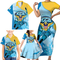 US Virgin Islands Snorkeling Family Matching Short Sleeve Bodycon Dress and Hawaiian Shirt Sea Turtle Snorkel Ocean Style - Wonder Print Shop