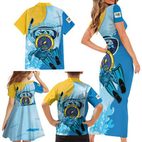 US Virgin Islands Snorkeling Family Matching Short Sleeve Bodycon Dress and Hawaiian Shirt Sea Turtle Snorkel Ocean Style - Wonder Print Shop