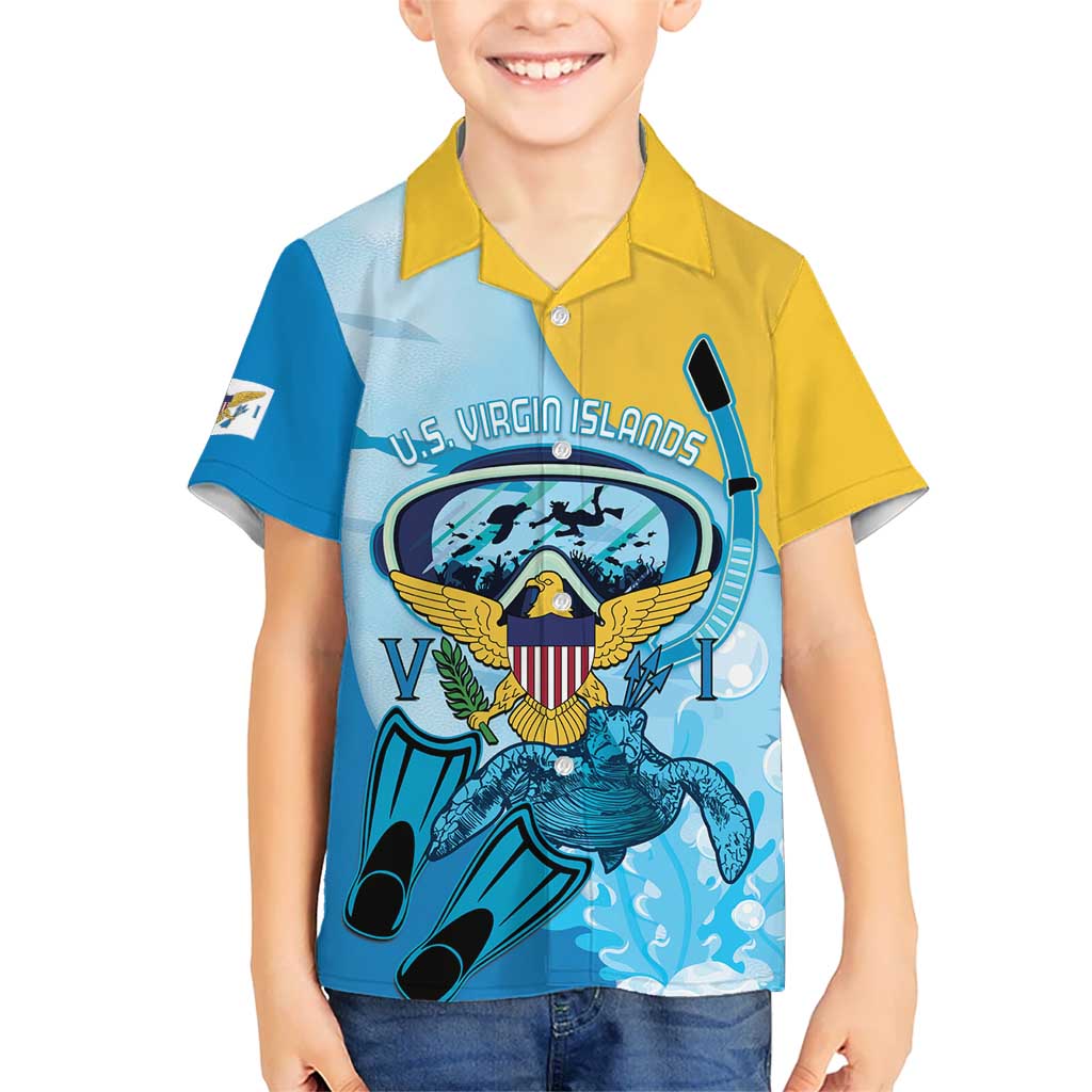US Virgin Islands Snorkeling Family Matching Short Sleeve Bodycon Dress and Hawaiian Shirt Sea Turtle Snorkel Ocean Style - Wonder Print Shop