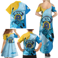 US Virgin Islands Snorkeling Family Matching Summer Maxi Dress and Hawaiian Shirt Sea Turtle Snorkel Ocean Style - Wonder Print Shop