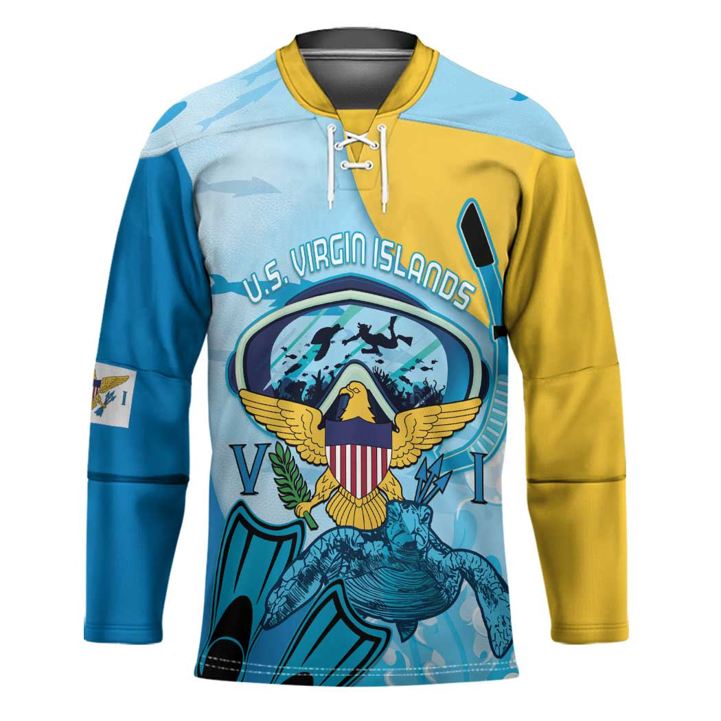 US Virgin Islands Snorkeling Hockey Jersey Sea Turtle Snorkel Ocean Style - Wonder Print Shop
