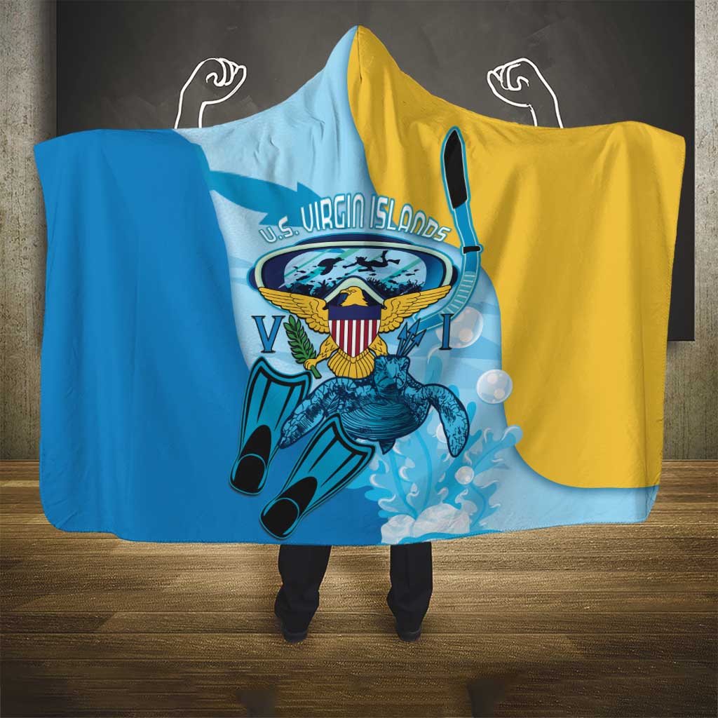 US Virgin Islands Snorkeling Hooded Blanket Sea Turtle Snorkel Ocean Style - Wonder Print Shop