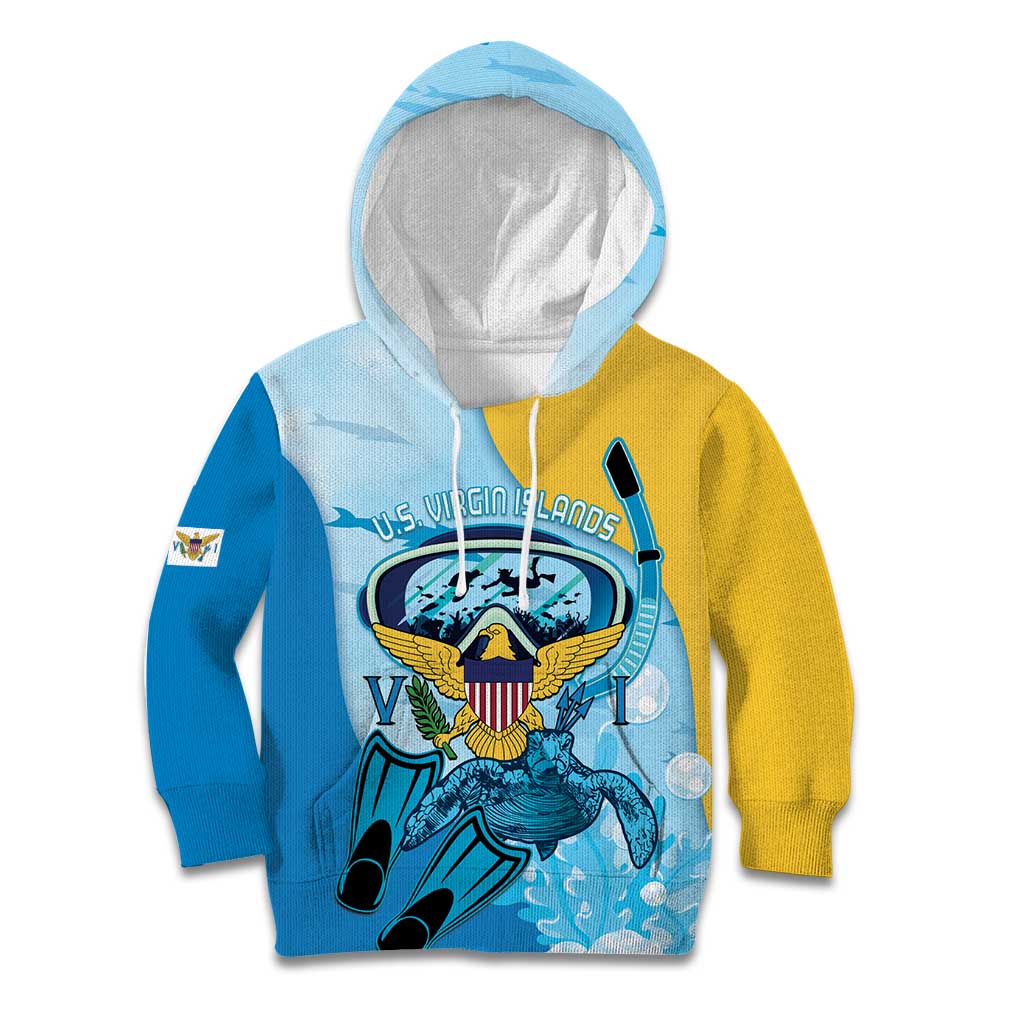 US Virgin Islands Snorkeling Kid Hoodie Sea Turtle Snorkel Ocean Style - Wonder Print Shop