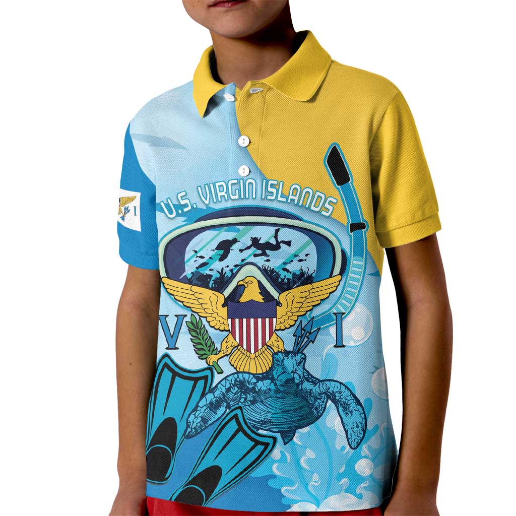 US Virgin Islands Snorkeling Kid Polo Shirt Sea Turtle Snorkel Ocean Style - Wonder Print Shop