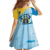 US Virgin Islands Snorkeling Kid Short Sleeve Dress Sea Turtle Snorkel Ocean Style - Wonder Print Shop