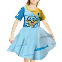 US Virgin Islands Snorkeling Kid Short Sleeve Dress Sea Turtle Snorkel Ocean Style - Wonder Print Shop