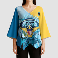 US Virgin Islands Snorkeling Kimono Sleeve Blouse Sea Turtle Snorkel Ocean Style - Wonder Print Shop