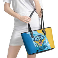US Virgin Islands Snorkeling Leather Tote Bag Sea Turtle Snorkel Ocean Style - Wonder Print Shop