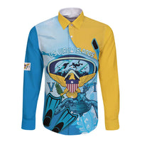 US Virgin Islands Snorkeling Long Sleeve Button Shirt Sea Turtle Snorkel Ocean Style - Wonder Print Shop