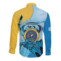 US Virgin Islands Snorkeling Long Sleeve Button Shirt Sea Turtle Snorkel Ocean Style - Wonder Print Shop