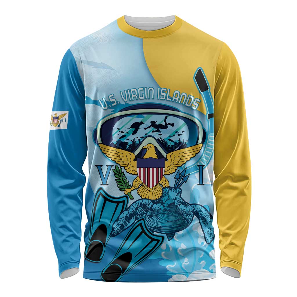 US Virgin Islands Snorkeling Long Sleeve Shirt Sea Turtle Snorkel Ocean Style - Wonder Print Shop