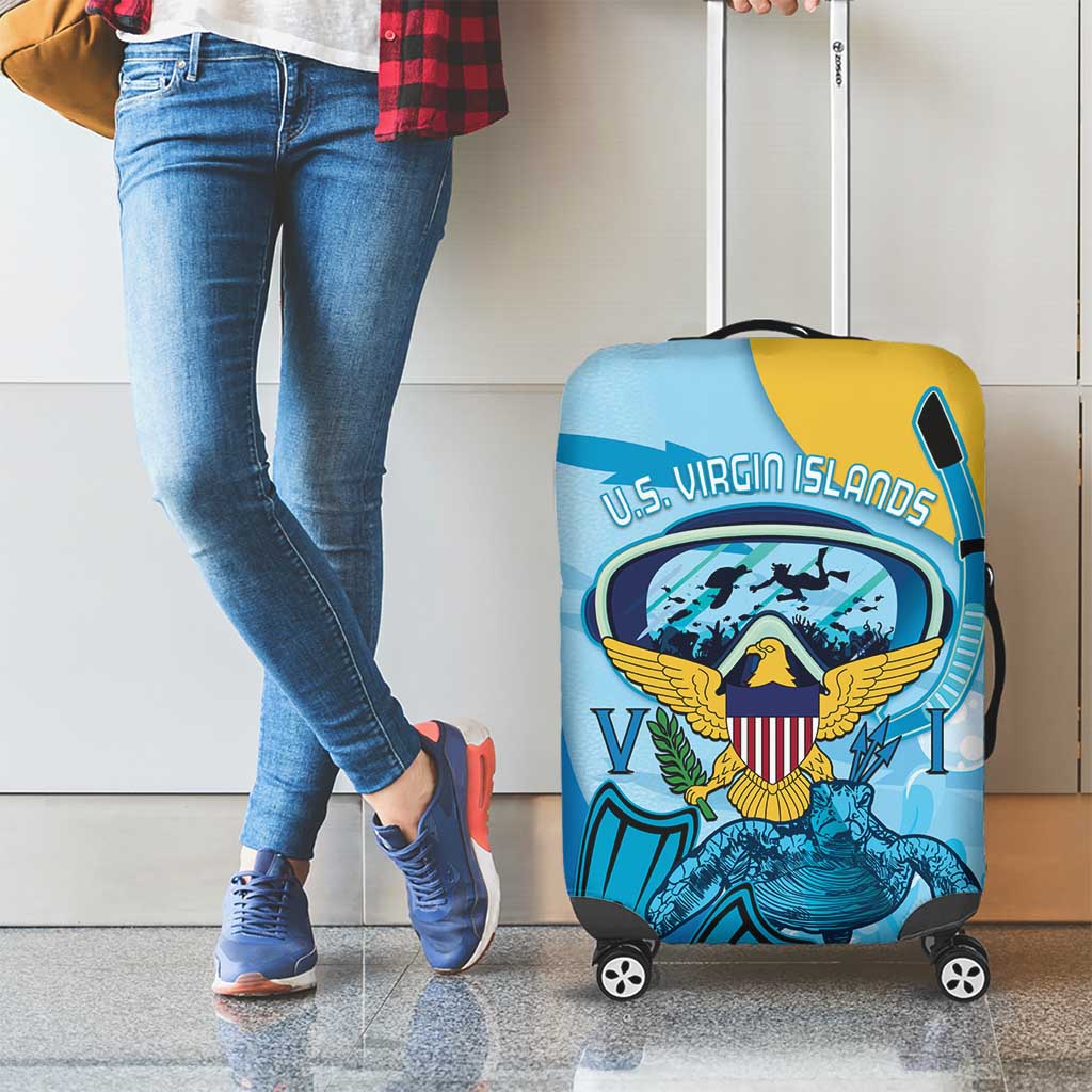 US Virgin Islands Snorkeling Luggage Cover Sea Turtle Snorkel Ocean Style - Wonder Print Shop