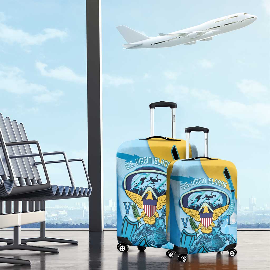 US Virgin Islands Snorkeling Luggage Cover Sea Turtle Snorkel Ocean Style - Wonder Print Shop