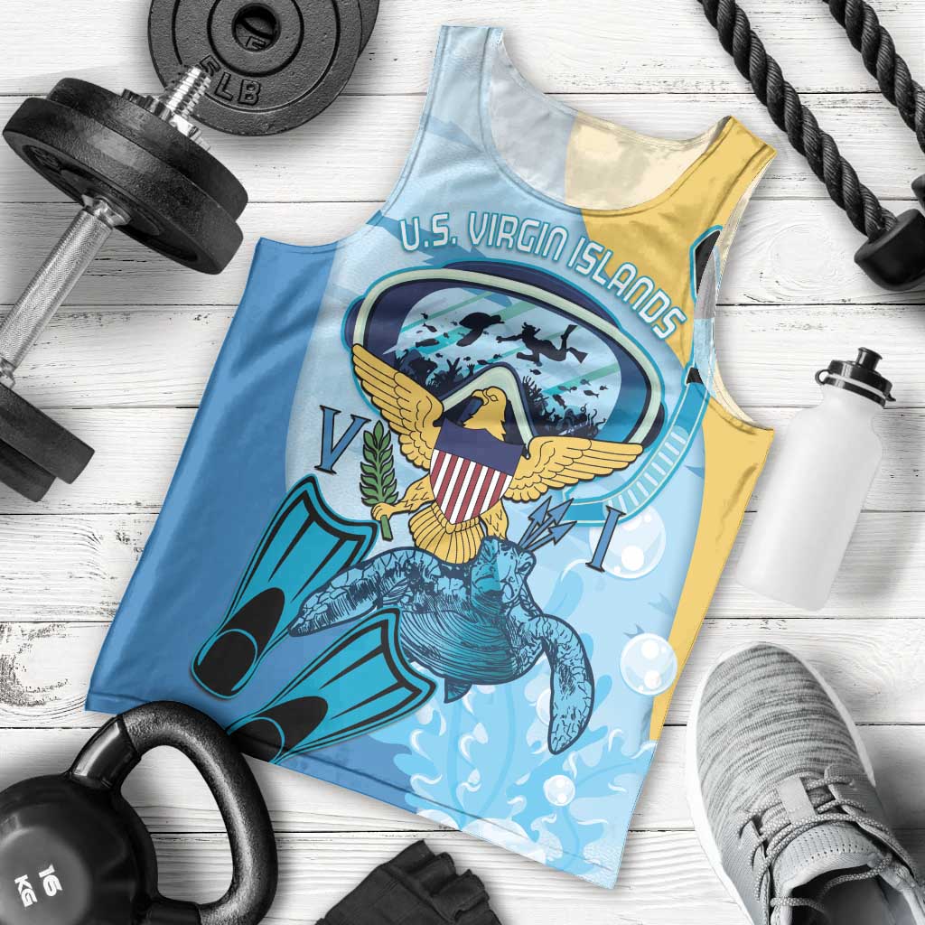 US Virgin Islands Snorkeling Men Tank Top Sea Turtle Snorkel Ocean Style - Wonder Print Shop
