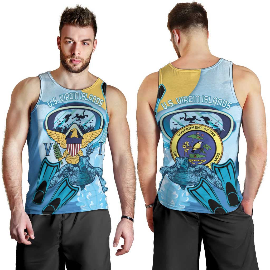 US Virgin Islands Snorkeling Men Tank Top Sea Turtle Snorkel Ocean Style - Wonder Print Shop