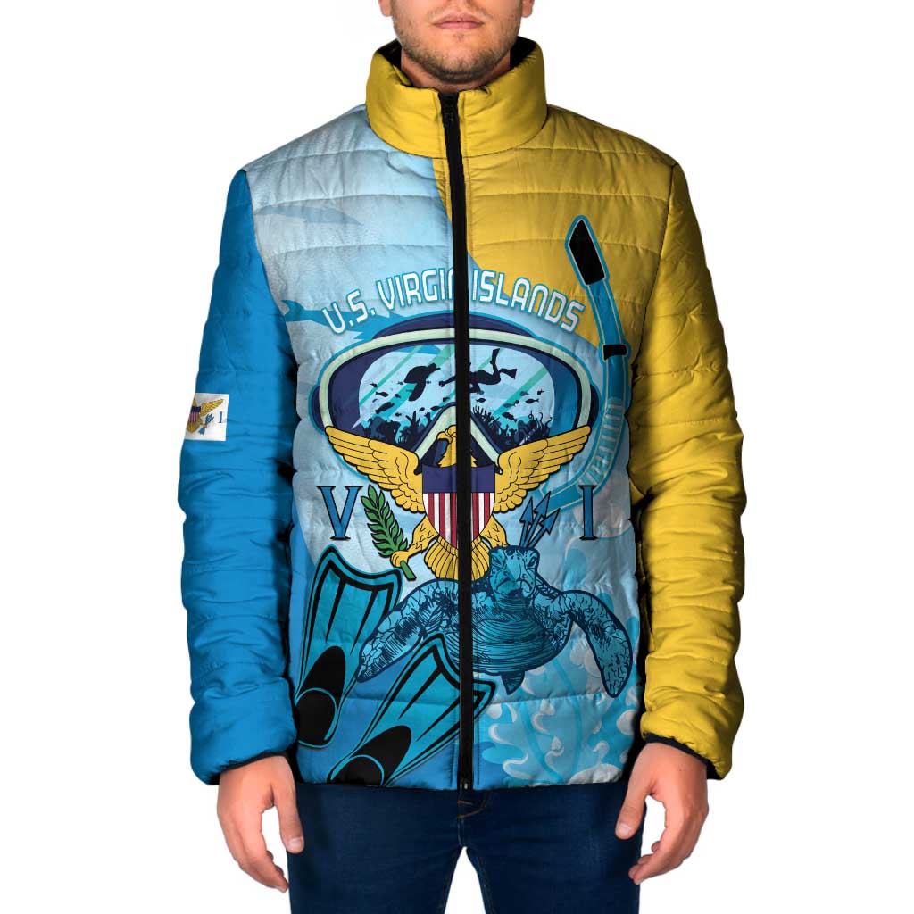 US Virgin Islands Snorkeling Padded Jacket Sea Turtle Snorkel Ocean Style - Wonder Print Shop