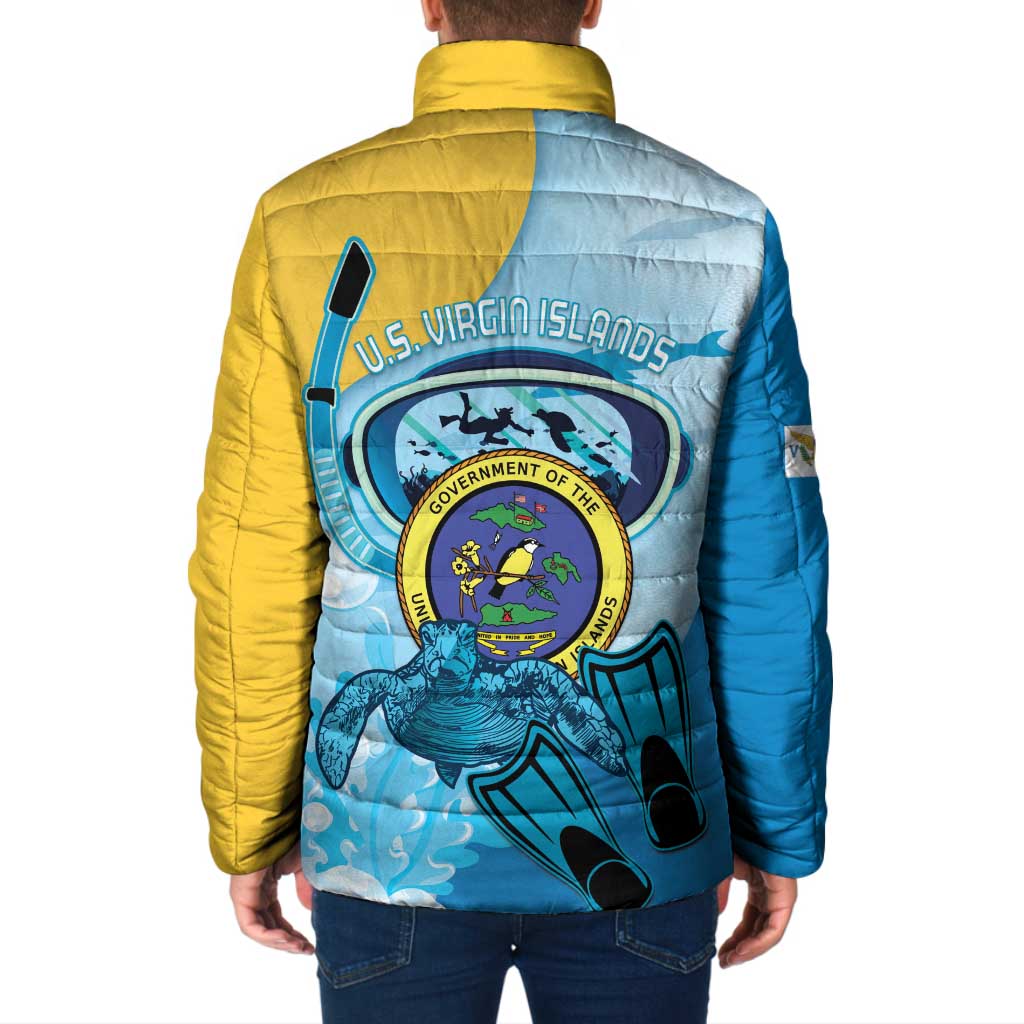 US Virgin Islands Snorkeling Padded Jacket Sea Turtle Snorkel Ocean Style - Wonder Print Shop