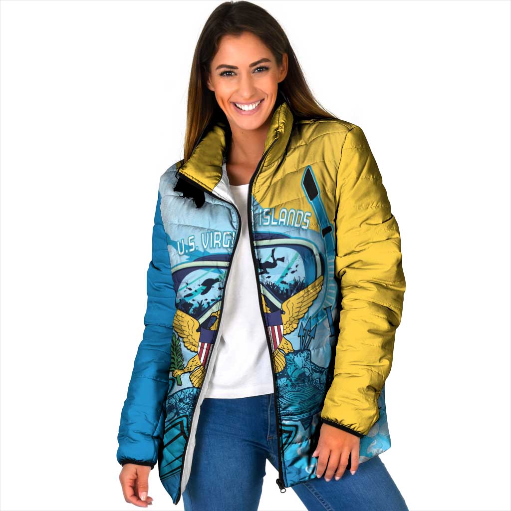 US Virgin Islands Snorkeling Padded Jacket Sea Turtle Snorkel Ocean Style - Wonder Print Shop