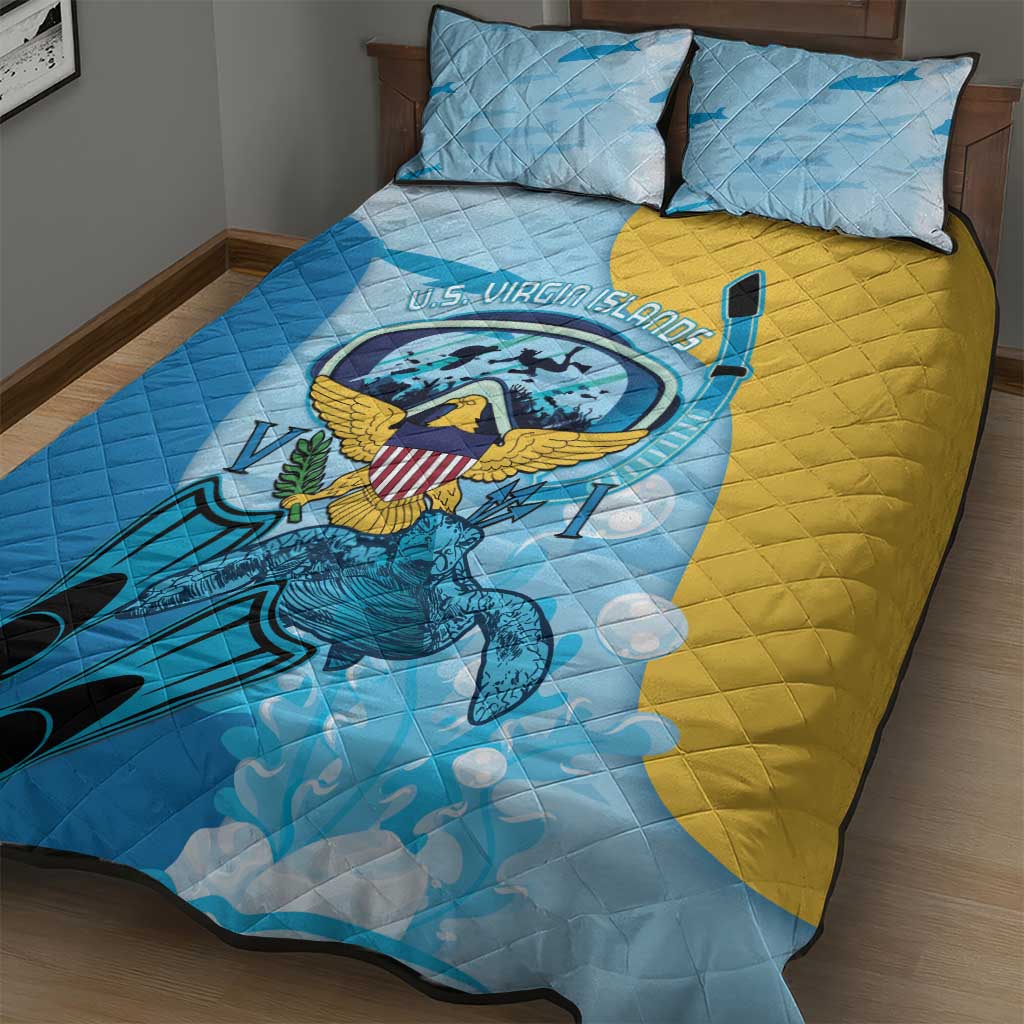 US Virgin Islands Snorkeling Quilt Bed Set Sea Turtle Snorkel Ocean Style - Wonder Print Shop