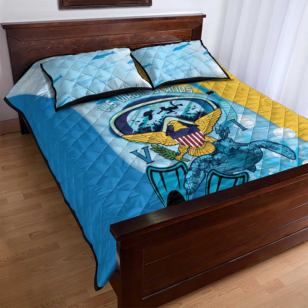 US Virgin Islands Snorkeling Quilt Bed Set Sea Turtle Snorkel Ocean Style - Wonder Print Shop