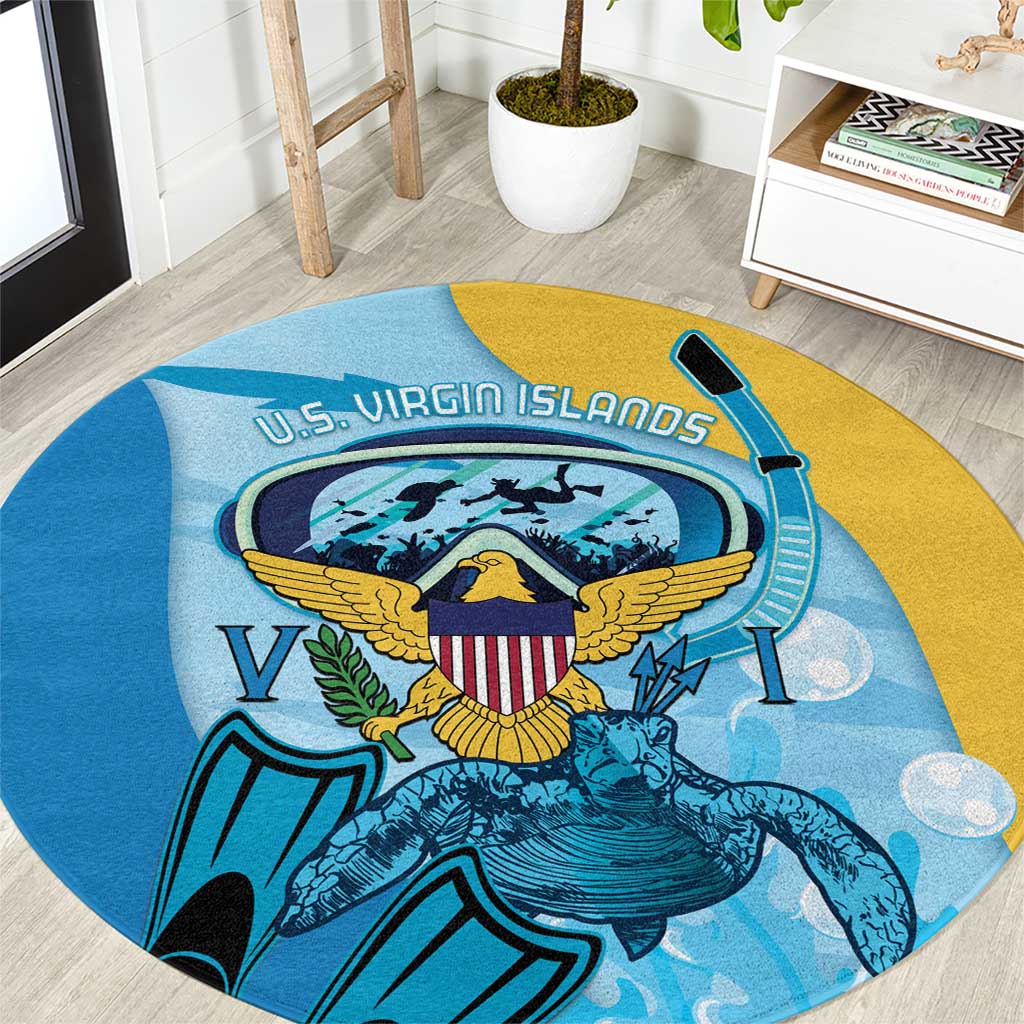 US Virgin Islands Snorkeling Round Carpet Sea Turtle Snorkel Ocean Style - Wonder Print Shop