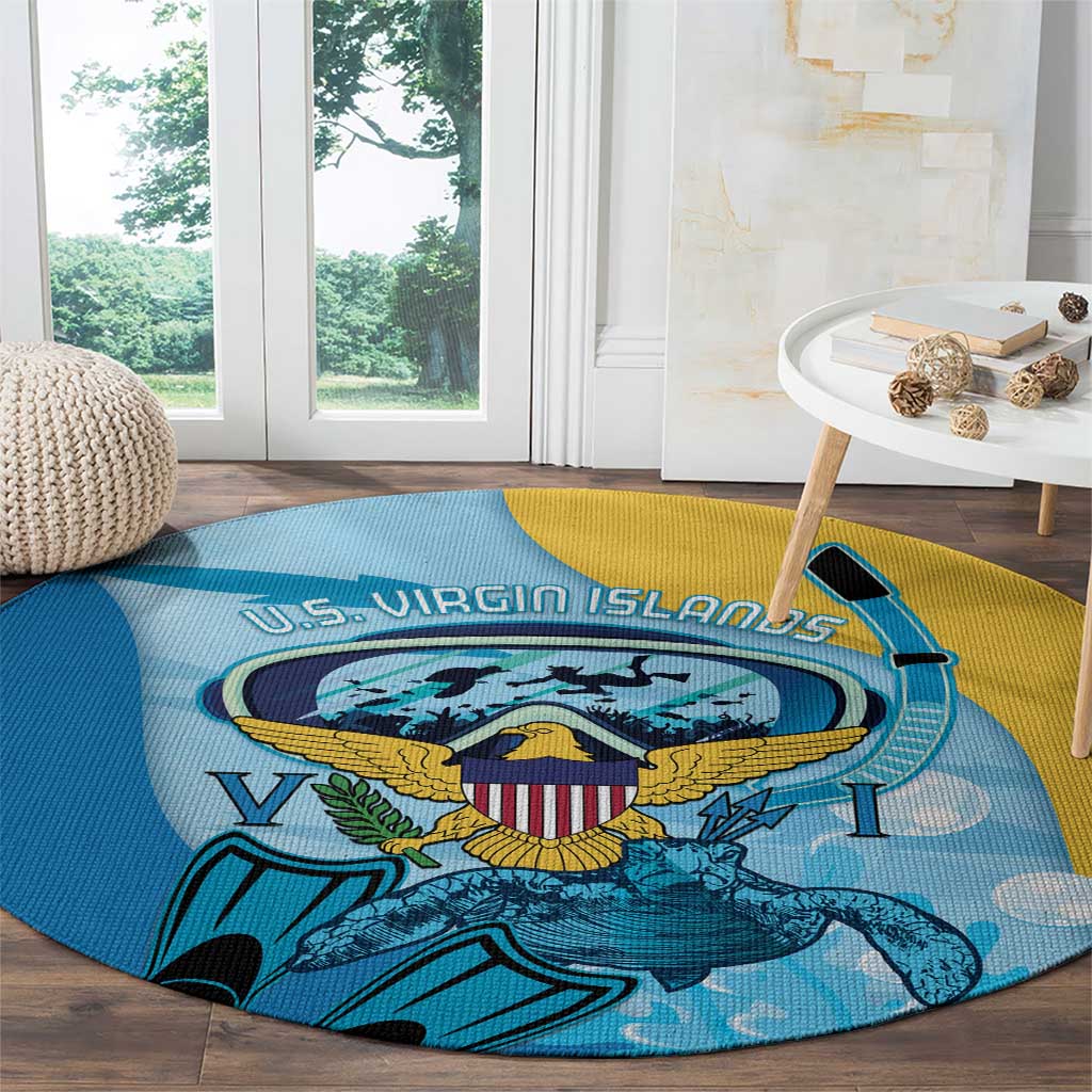US Virgin Islands Snorkeling Round Carpet Sea Turtle Snorkel Ocean Style - Wonder Print Shop