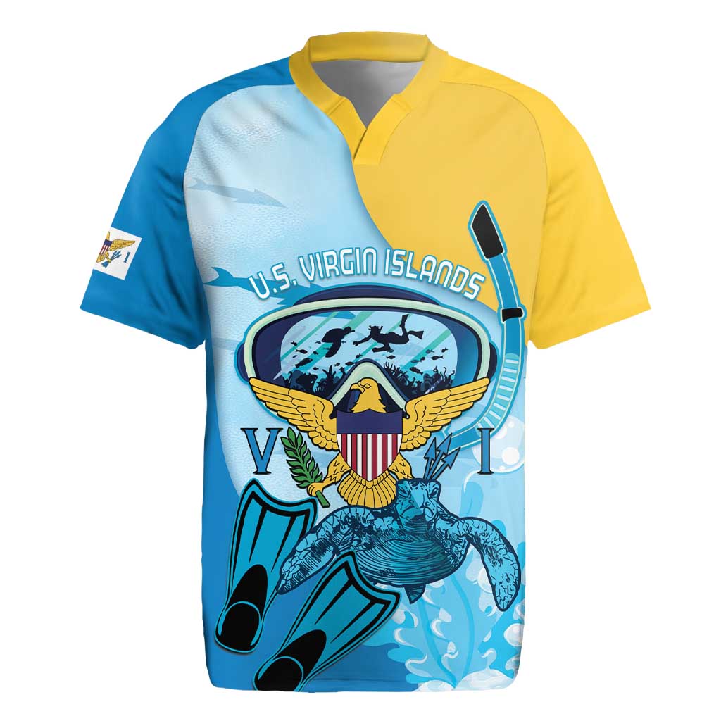 US Virgin Islands Snorkeling Rugby Jersey Sea Turtle Snorkel Ocean Style - Wonder Print Shop