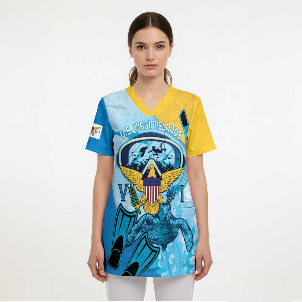 US Virgin Islands Snorkeling Scrub Top Sea Turtle Snorkel Ocean Style - Wonder Print Shop