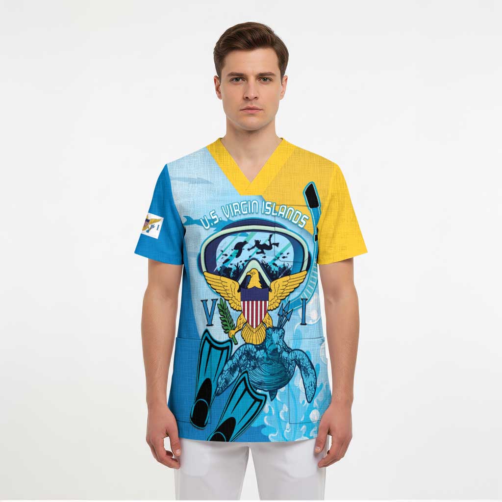 US Virgin Islands Snorkeling Scrub Top Sea Turtle Snorkel Ocean Style - Wonder Print Shop