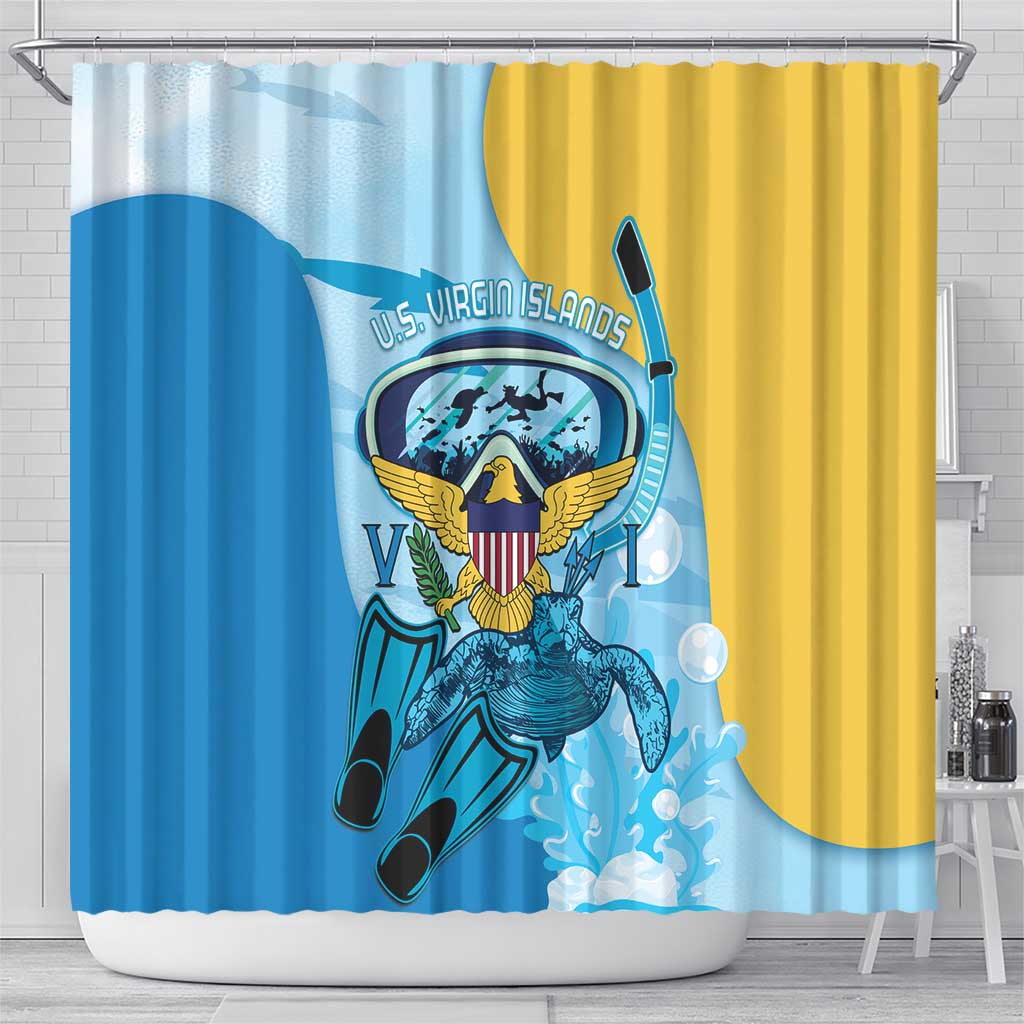 US Virgin Islands Snorkeling Shower Curtain Sea Turtle Snorkel Ocean Style - Wonder Print Shop