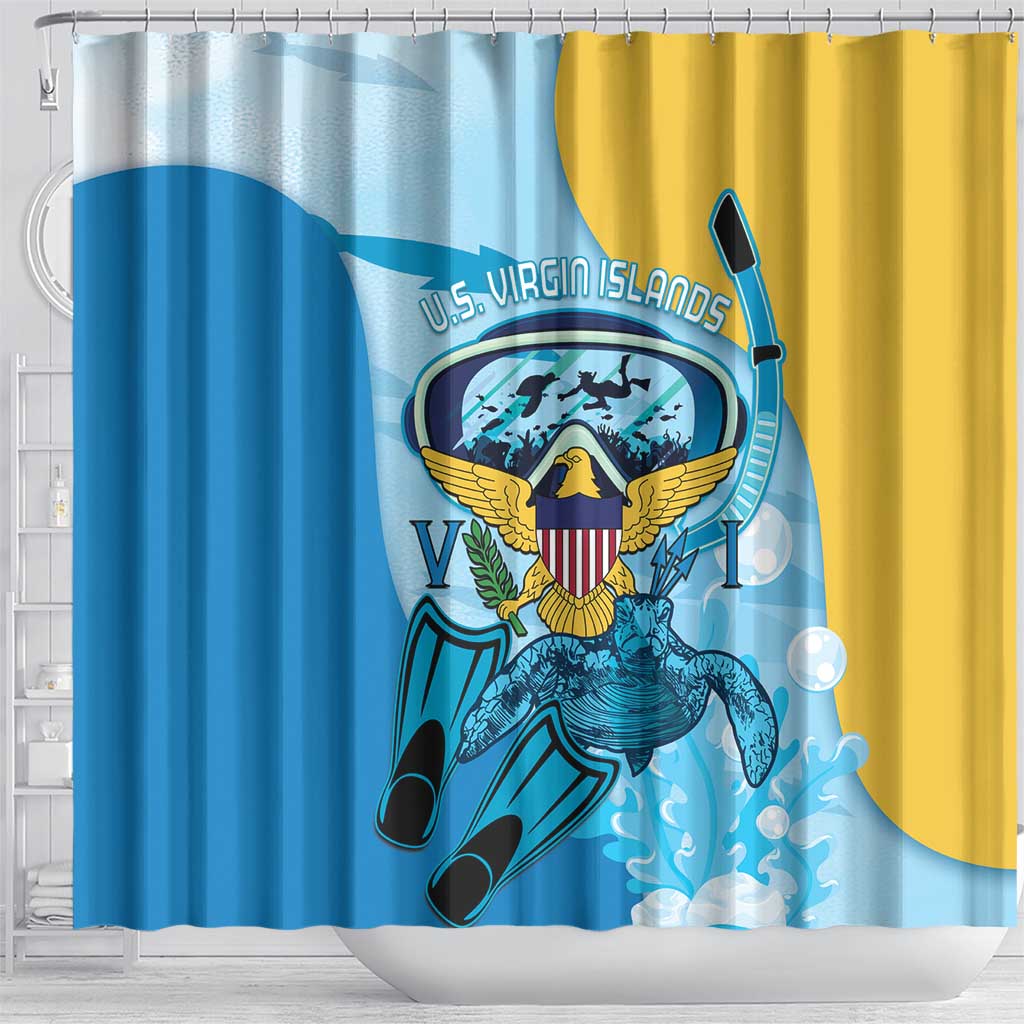 US Virgin Islands Snorkeling Shower Curtain Sea Turtle Snorkel Ocean Style - Wonder Print Shop