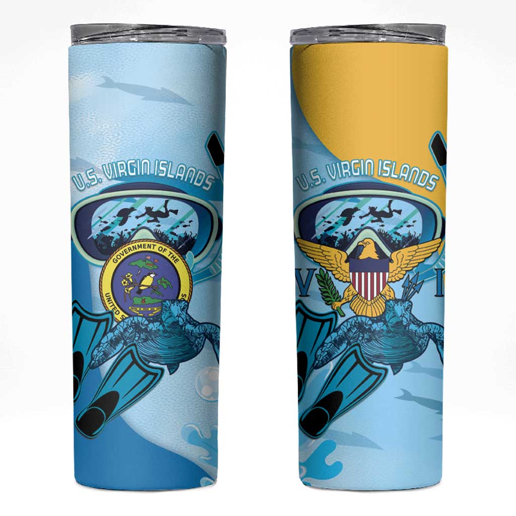 US Virgin Islands Snorkeling Skinny Tumbler Sea Turtle Snorkel Ocean Style - Wonder Print Shop