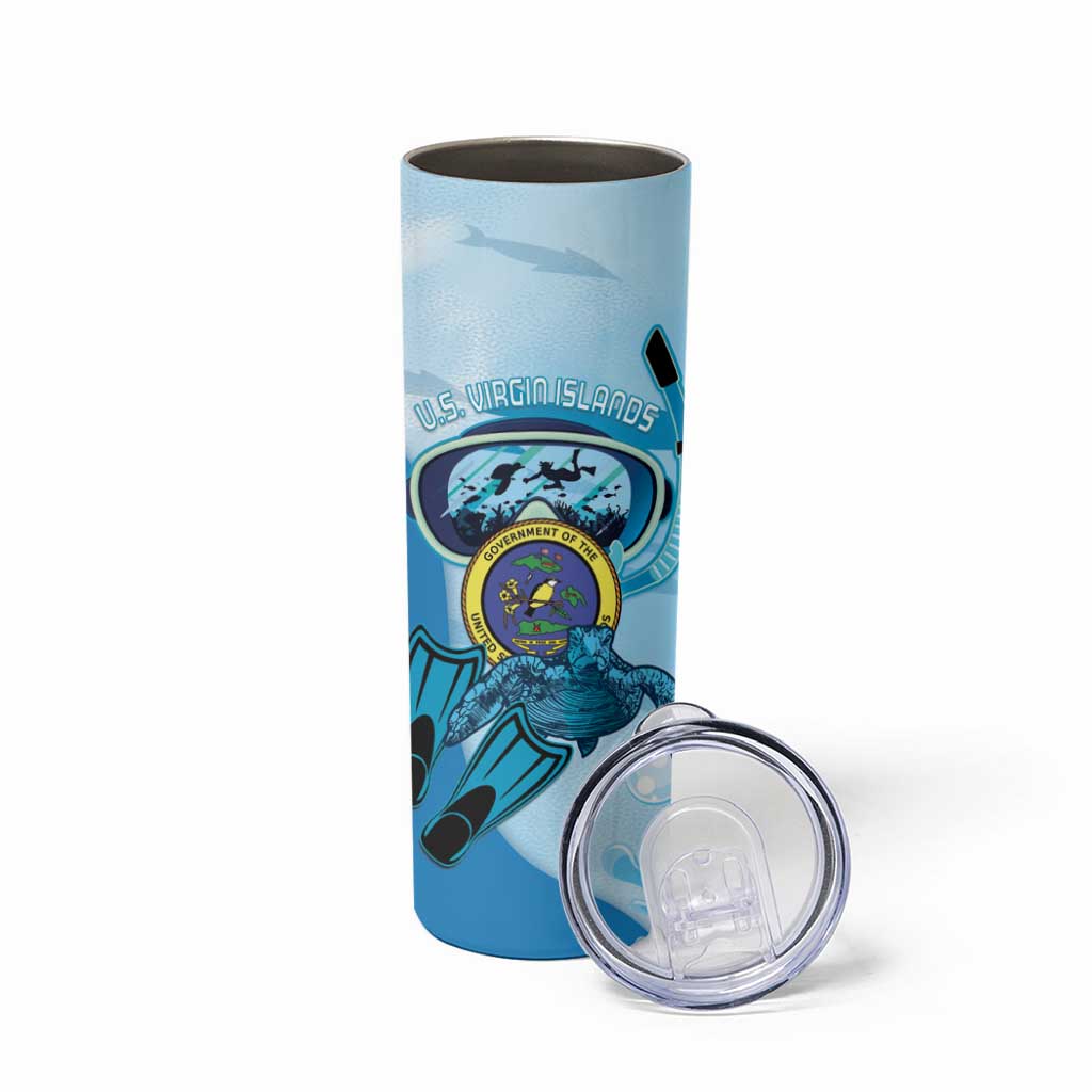 US Virgin Islands Snorkeling Skinny Tumbler Sea Turtle Snorkel Ocean Style - Wonder Print Shop