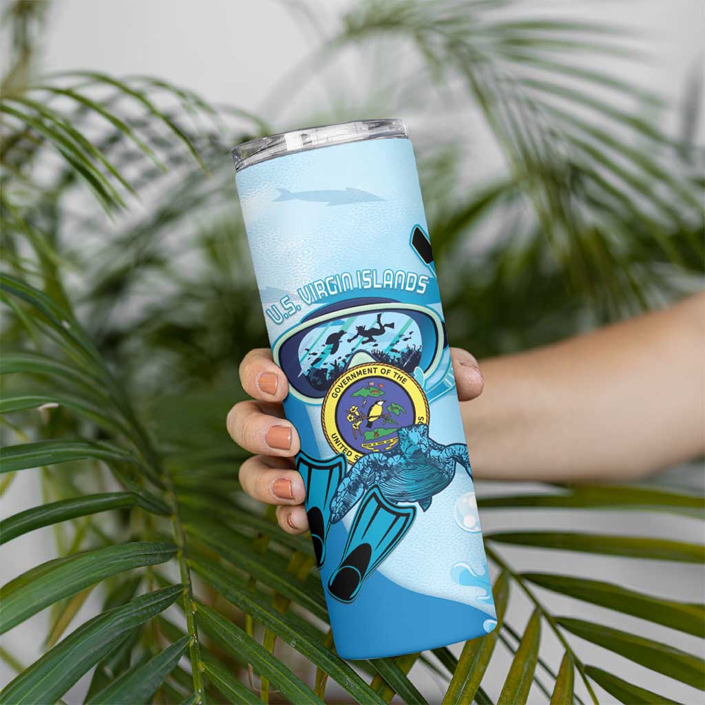 US Virgin Islands Snorkeling Skinny Tumbler Sea Turtle Snorkel Ocean Style - Wonder Print Shop