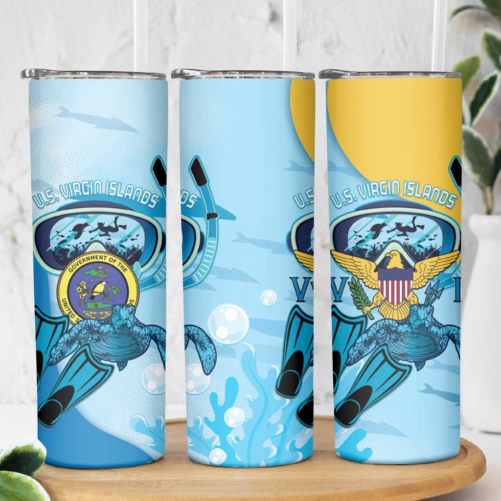 US Virgin Islands Snorkeling Skinny Tumbler Sea Turtle Snorkel Ocean Style - Wonder Print Shop