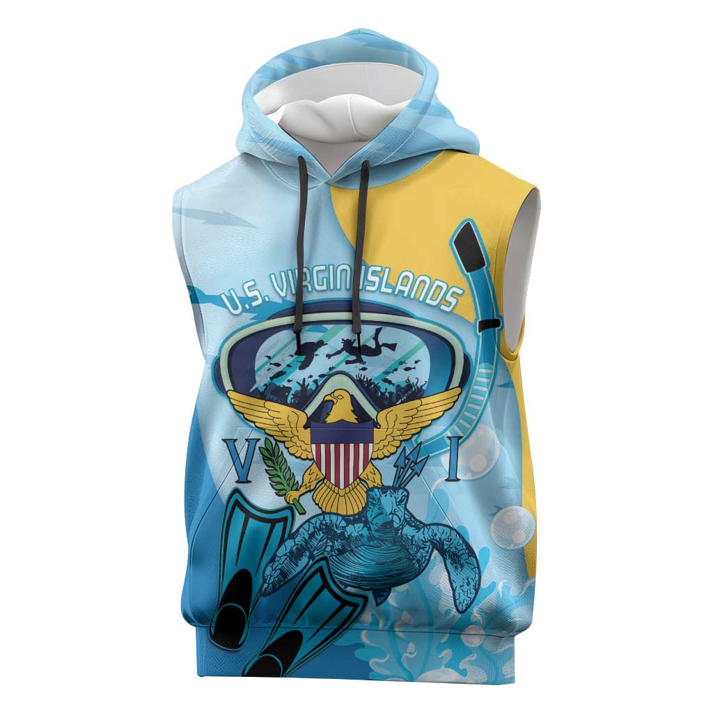 US Virgin Islands Snorkeling Sleeveless Hoodie Sea Turtle Snorkel Ocean Style - Wonder Print Shop
