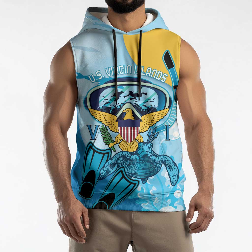 US Virgin Islands Snorkeling Sleeveless Hoodie Sea Turtle Snorkel Ocean Style - Wonder Print Shop