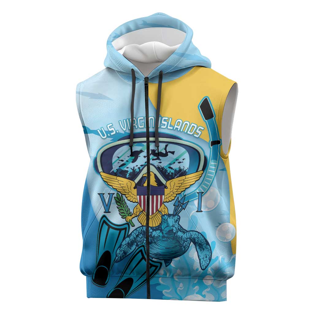 US Virgin Islands Snorkeling Sleeveless Zip Hoodie Sea Turtle Snorkel Ocean Style - Wonder Print Shop
