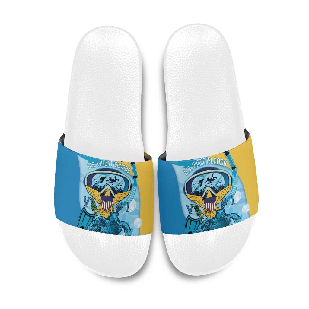 US Virgin Islands Snorkeling Slide Sandals Sea Turtle Snorkel Ocean Style - Wonder Print Shop