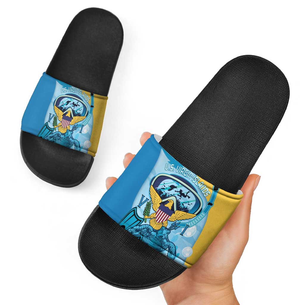 US Virgin Islands Snorkeling Slide Sandals Sea Turtle Snorkel Ocean Style - Wonder Print Shop