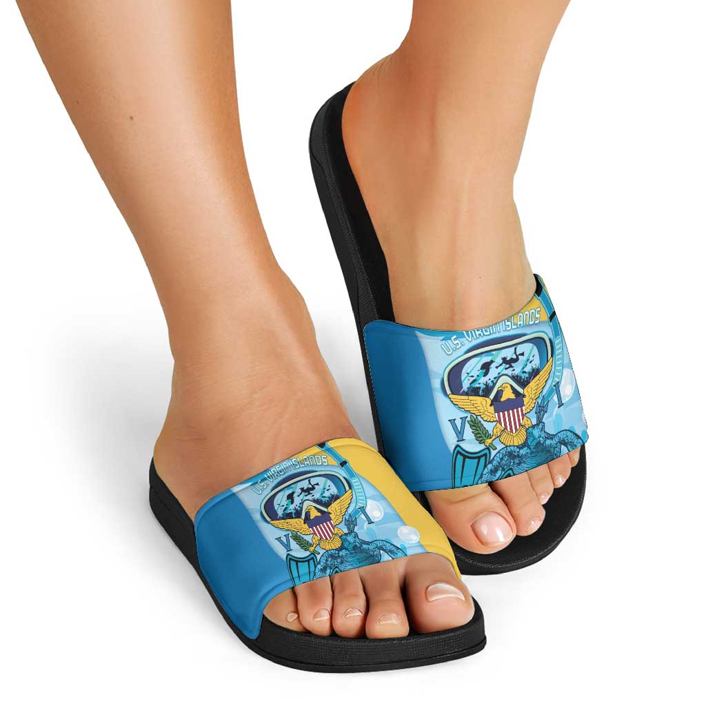 US Virgin Islands Snorkeling Slide Sandals Sea Turtle Snorkel Ocean Style - Wonder Print Shop