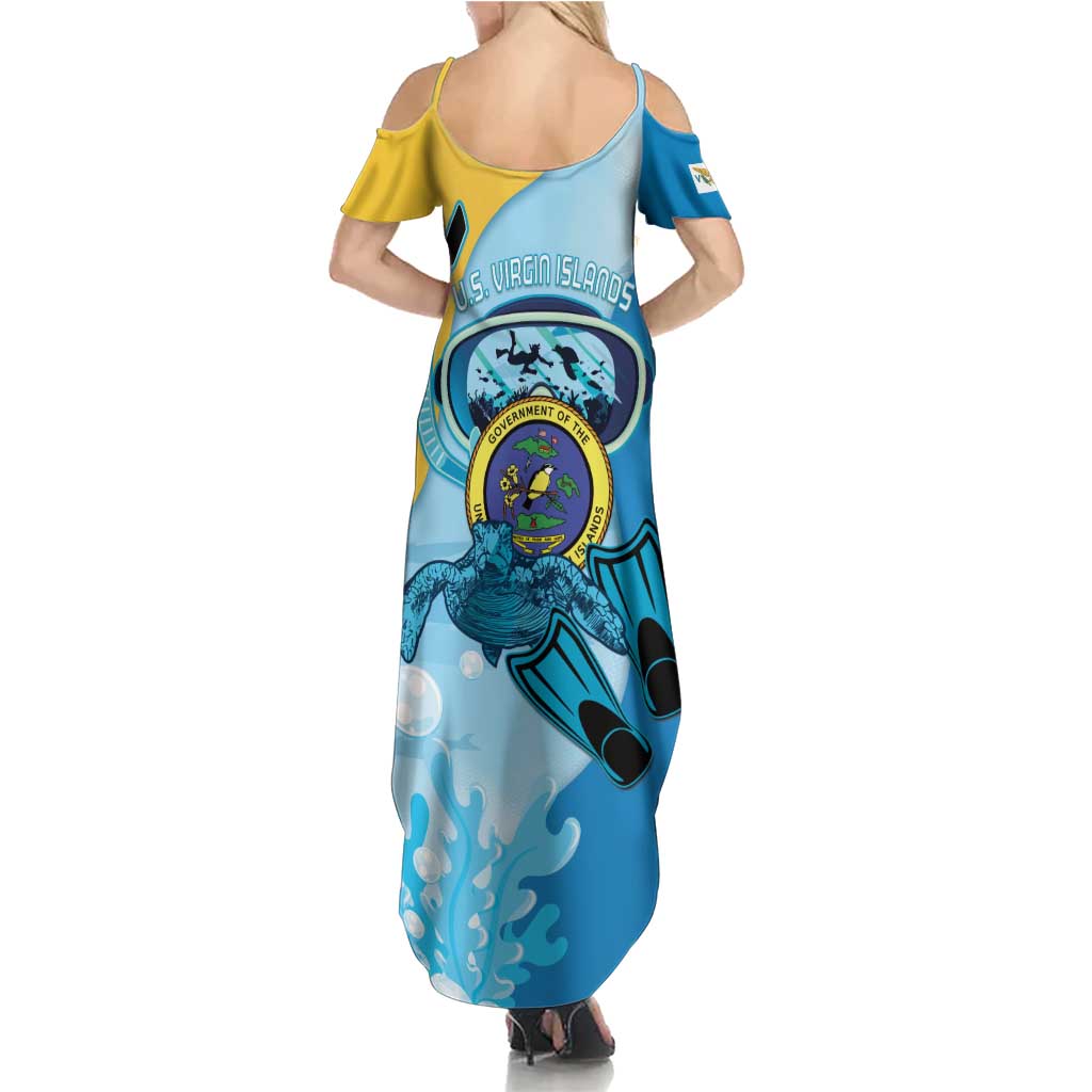 US Virgin Islands Snorkeling Summer Maxi Dress Sea Turtle Snorkel Ocean Style - Wonder Print Shop