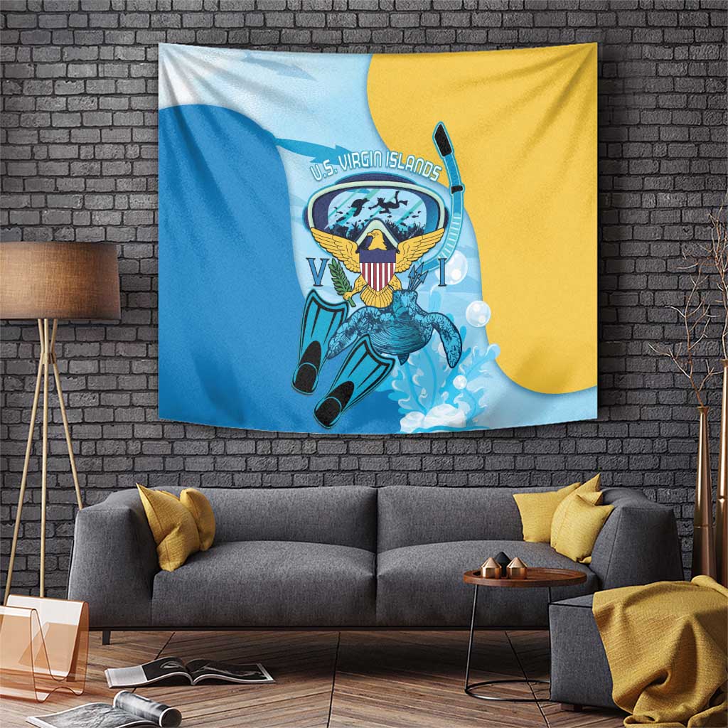 US Virgin Islands Snorkeling Tapestry Sea Turtle Snorkel Ocean Style - Wonder Print Shop