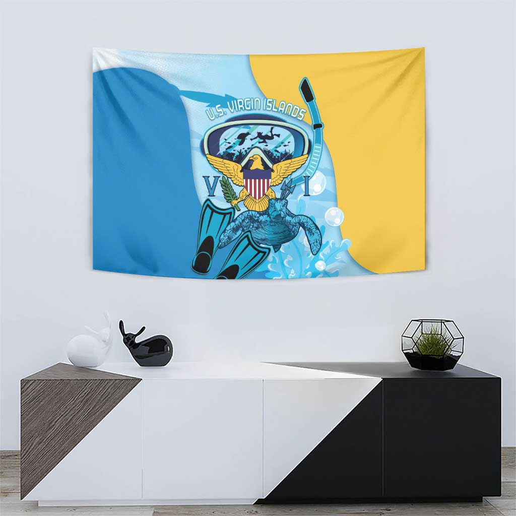 US Virgin Islands Snorkeling Tapestry Sea Turtle Snorkel Ocean Style - Wonder Print Shop