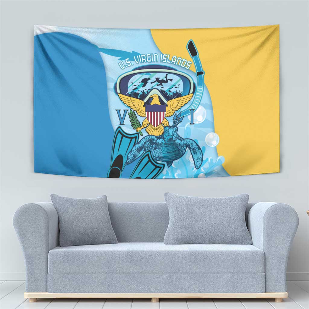 US Virgin Islands Snorkeling Tapestry Sea Turtle Snorkel Ocean Style - Wonder Print Shop