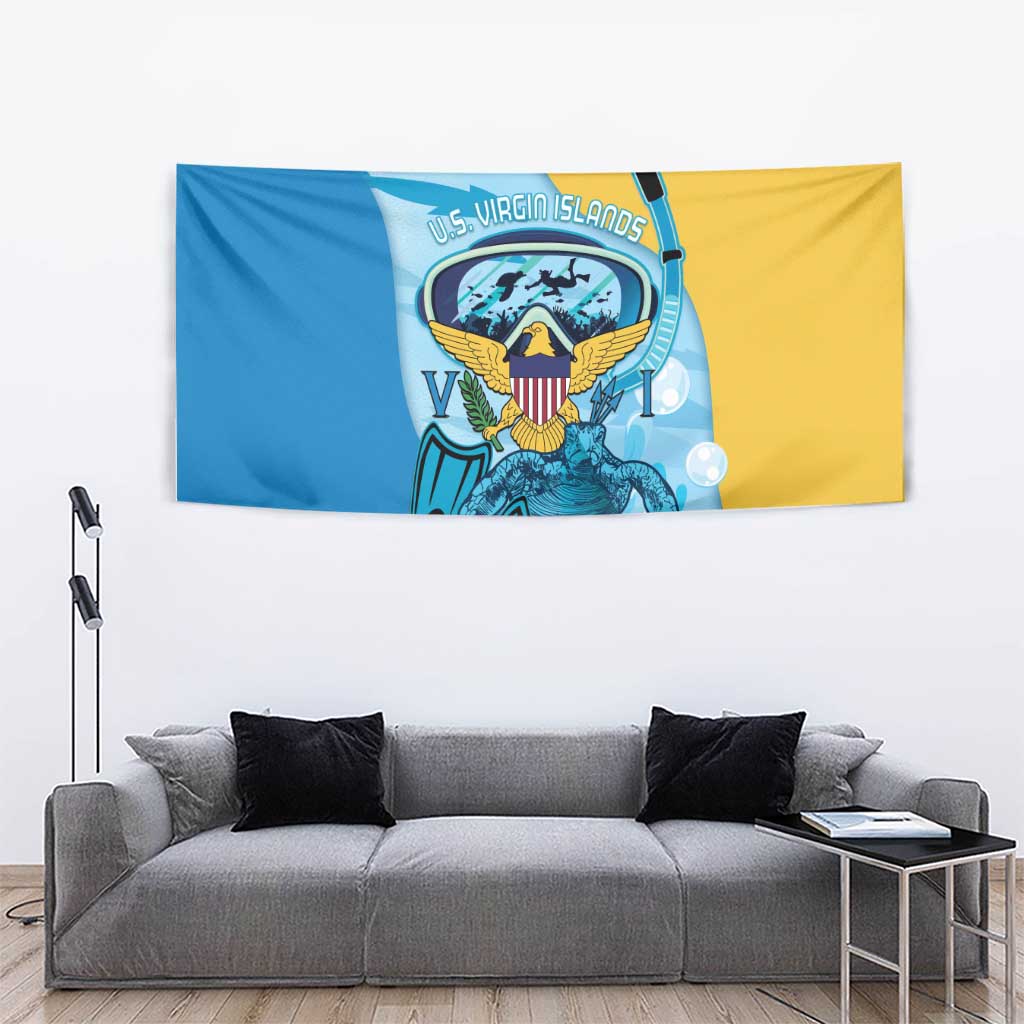 US Virgin Islands Snorkeling Tapestry Sea Turtle Snorkel Ocean Style - Wonder Print Shop